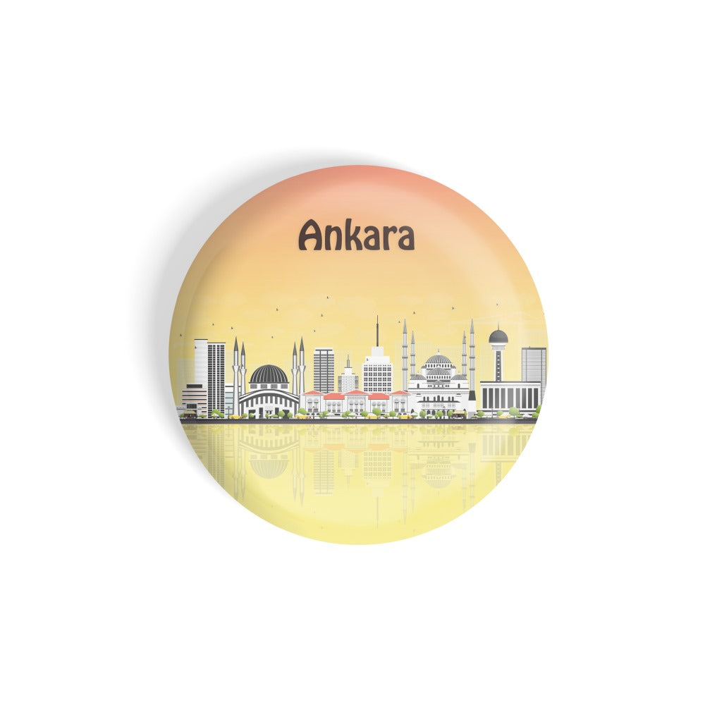 dhcrafts Round Fridge Magnet Multicolour Places Ankara Capital Of Turkey Glossy Finish Design Pack of 1 (58 mm)